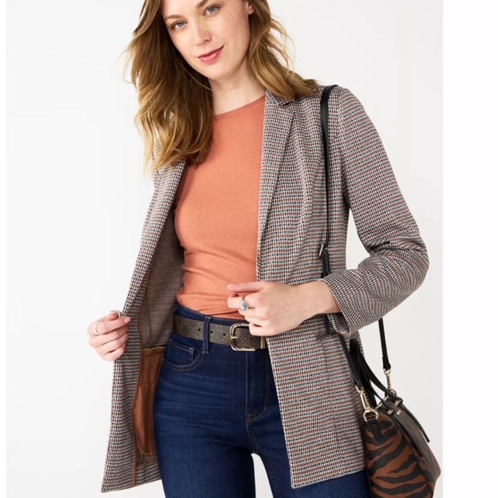 Nine West Brown Houndstooth Blazer XL